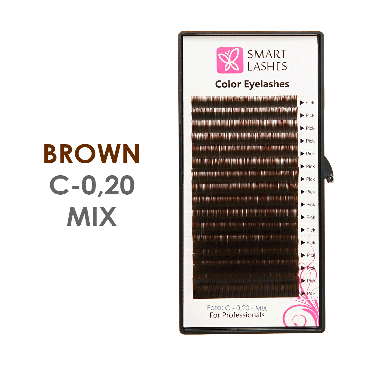 Bruine wimpers - C - 0,20 mm x 8 - 15 mm - 16 lijnen | Smart Lashes