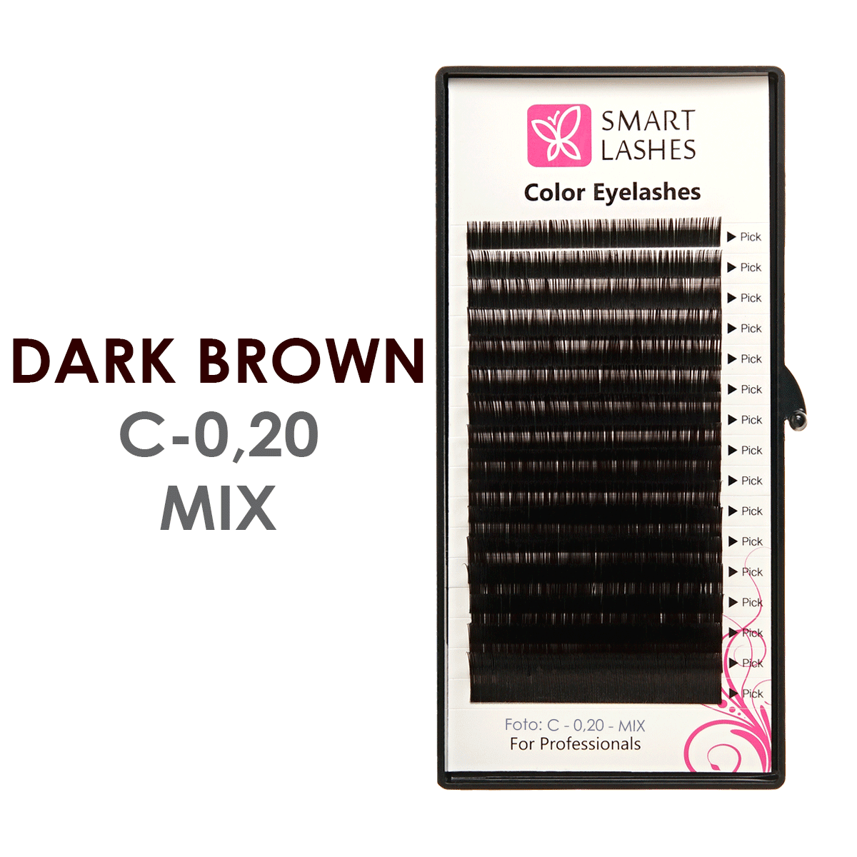Donkerbruine wimpers - C - 0,20 mm x 8 - 15 mm - 16 lijnen | Smart Lashes