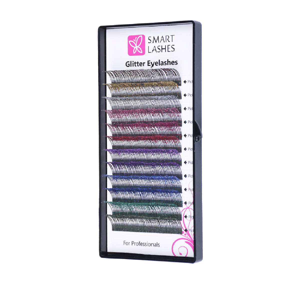 Glitter wimpers MIX - C - 0,20 mm x 14 mm - 12 lijnen | Smart Lashes