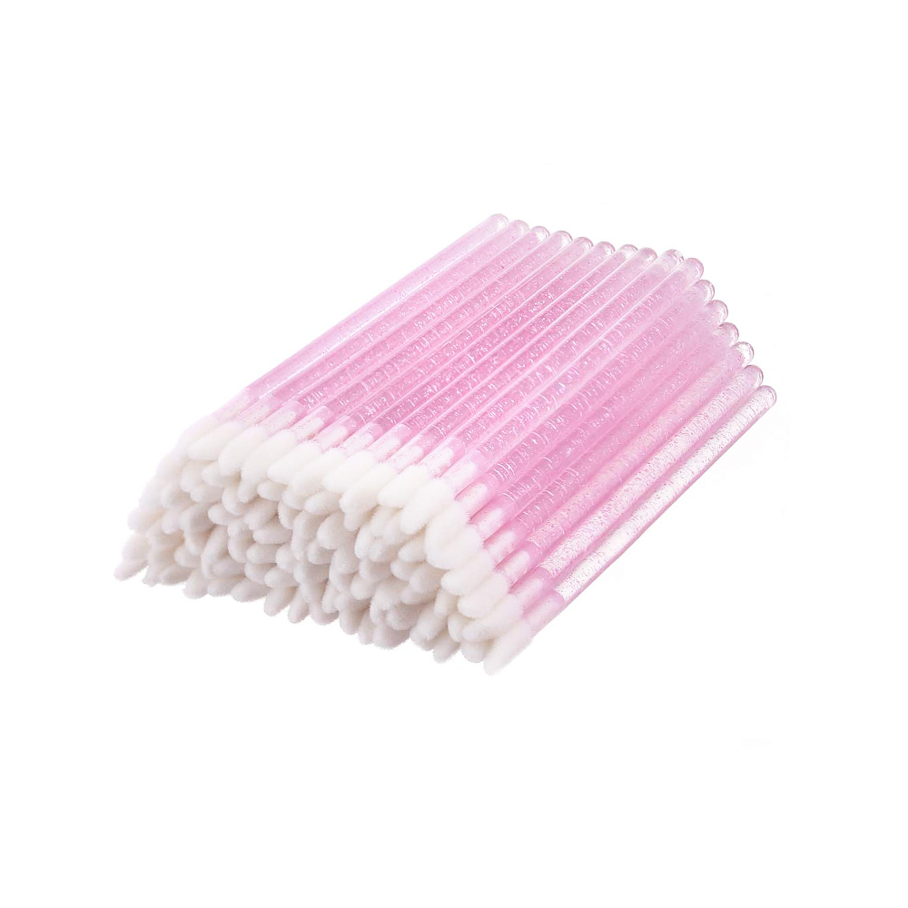 Wegwerpborstel - schuin - roze glitter | Smart Lashes