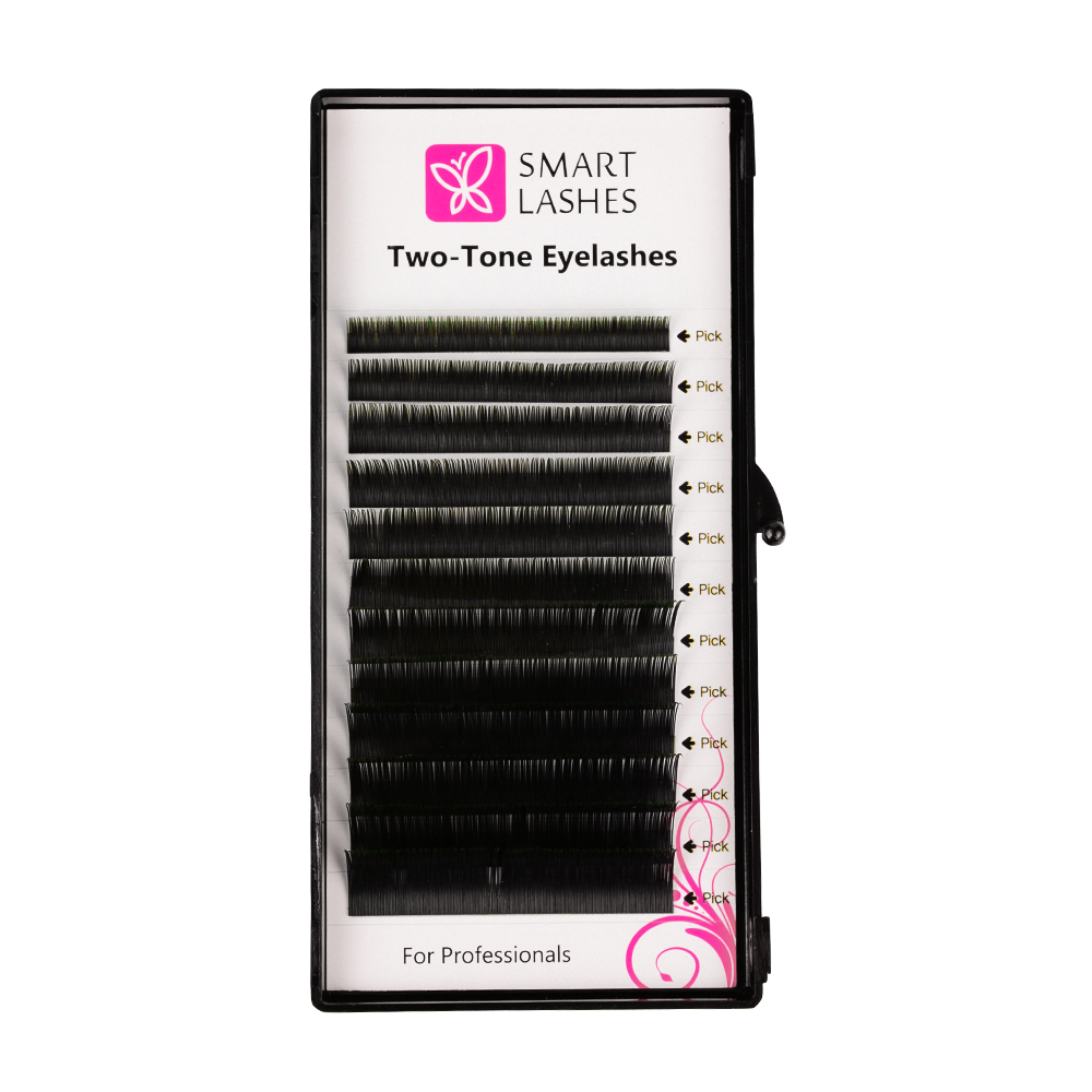 Ombre wimpers - groen en zwart - C - 0,20 mm - MIX | Smart Lashes