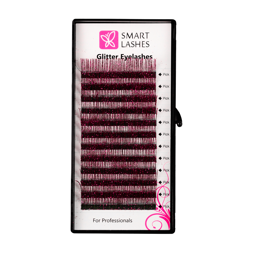 Glitter wimpers - Roze - C - 0,20 mm x 14 mm | Smart Lashes